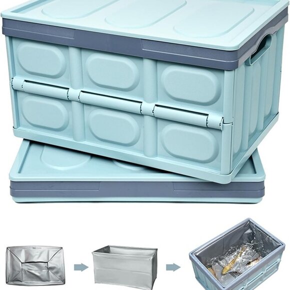 NEW 2 Pack 8 Gallon Plastic Storage Bins with Lids, Collapsible Storage Bins - Picture 2 of 6